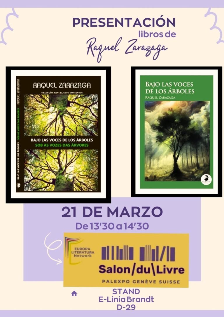 Flyer presentación de libro Raquel Zarazaga